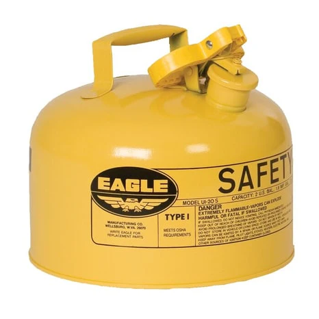 Eagle UI-25-SY 2.5 Gallon Steel Safety Can for Diesel, Type I, Flame Arrester, Yellow