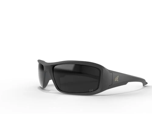 EDGE Brazeau Safety Glasses, Polarized Lenses, Non-Slip, Impact/Scratch Resistant, 99.9% UV Protect, ANSI Z87 Rated (Black Frame, Smoke Vapor Shield)