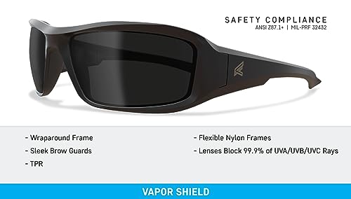EDGE Brazeau Safety Glasses, Polarized Lenses, Non-Slip, Impact/Scratch Resistant, 99.9% UV Protect, ANSI Z87 Rated (Black Frame, Smoke Vapor Shield) - Image 4