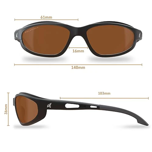 EDGE Dakura | Polarized Safety Glasses | ANSI Rated | Anti-Slip | 99.9% UV Protection | 3X Dipper Anti-Scratch (Black, Polarized Copper Driving) - Image 5