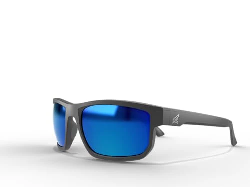 EDGE Defiance Z87 Wayfarer Safety Sunglasses (Matte Black, Polarized Aqua Precision Blue Mirror), Polarized Safety Glasses, Shatter Resistant, ANSI Compliant Men's Sunglasses…