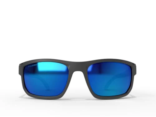 EDGE Defiance Z87 Wayfarer Safety Sunglasses (Matte Black, Polarized Aqua Precision Blue Mirror), Polarized Safety Glasses, Shatter Resistant, ANSI Compliant Men's Sunglasses… - Image 2