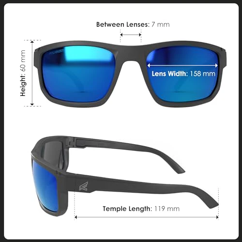 EDGE Defiance Z87 Wayfarer Safety Sunglasses (Matte Black, Polarized Aqua Precision Blue Mirror), Polarized Safety Glasses, Shatter Resistant, ANSI Compliant Men's Sunglasses… - Image 5