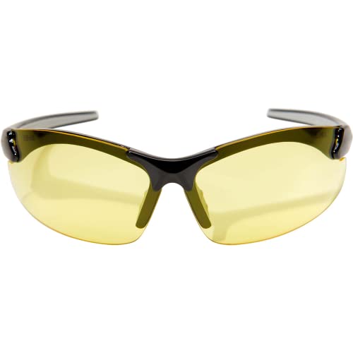 Edge DZ112-G2 Zorge G2 Wrap-Around Safety Glasses, Anti-Scratch, Non-Slip, UV 400, Military Grade, ANSI/ISEA & MCEPS Compliant, 5.04" Wide, Black Frame / Yellow Lens - Image 2