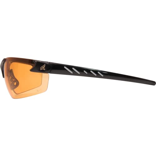 Edge DZ114-G2 Zorge G2 Wrap-Around Safety Glasses, Anti-Scratch, Non-Slip, UV 400, Military Grade, ANSI/ISEA & MCEPS Compliant, 5.04" Wide, Black Frame/Amber Lens - Image 3
