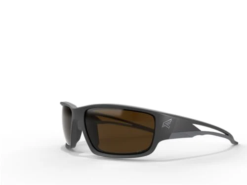 EDGE Kazbek Polarized Wrap-Around Safety Glasses, Anti-Scratch, Non-Slip, UV 400, Military Grade, ANSI/ISEA & MCEPS Compliant, 5.04" Wide, Black Frame/Copper Lens