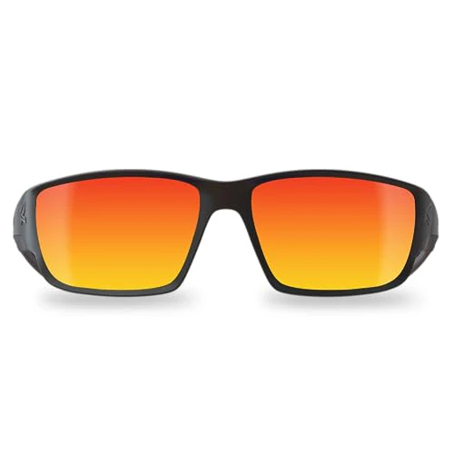 EDGE Kazbek Wrap-Around Safety Glasses, Anti-Scratch, Non-Slip, UV 400, Military Grade, ANSI/ISEA & MCEPS Compliant (Black, Aqua Precision Red Mirror) - Image 2