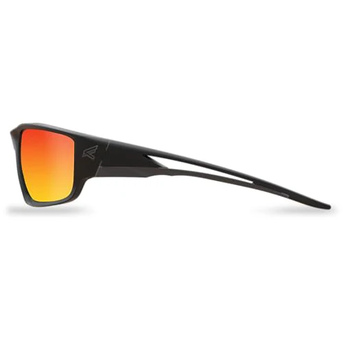 EDGE Kazbek Wrap-Around Safety Glasses, Anti-Scratch, Non-Slip, UV 400, Military Grade, ANSI/ISEA & MCEPS Compliant (Black, Aqua Precision Red Mirror) - Image 3