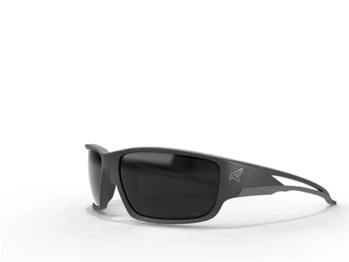 EDGE Kazbek Wrap-Around Safety Glasses, Anti-Scratch, Non-Slip, UV 400, Military Grade, ANSI/ISEA & MCEPS Compliant (Black, Polarized Smoke)