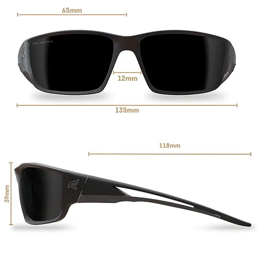 EDGE Kazbek Wrap-Around Safety Glasses, Anti-Scratch, Non-Slip, UV 400, Military Grade, ANSI/ISEA & MCEPS Compliant (Black, Polarized Smoke) - Image 5