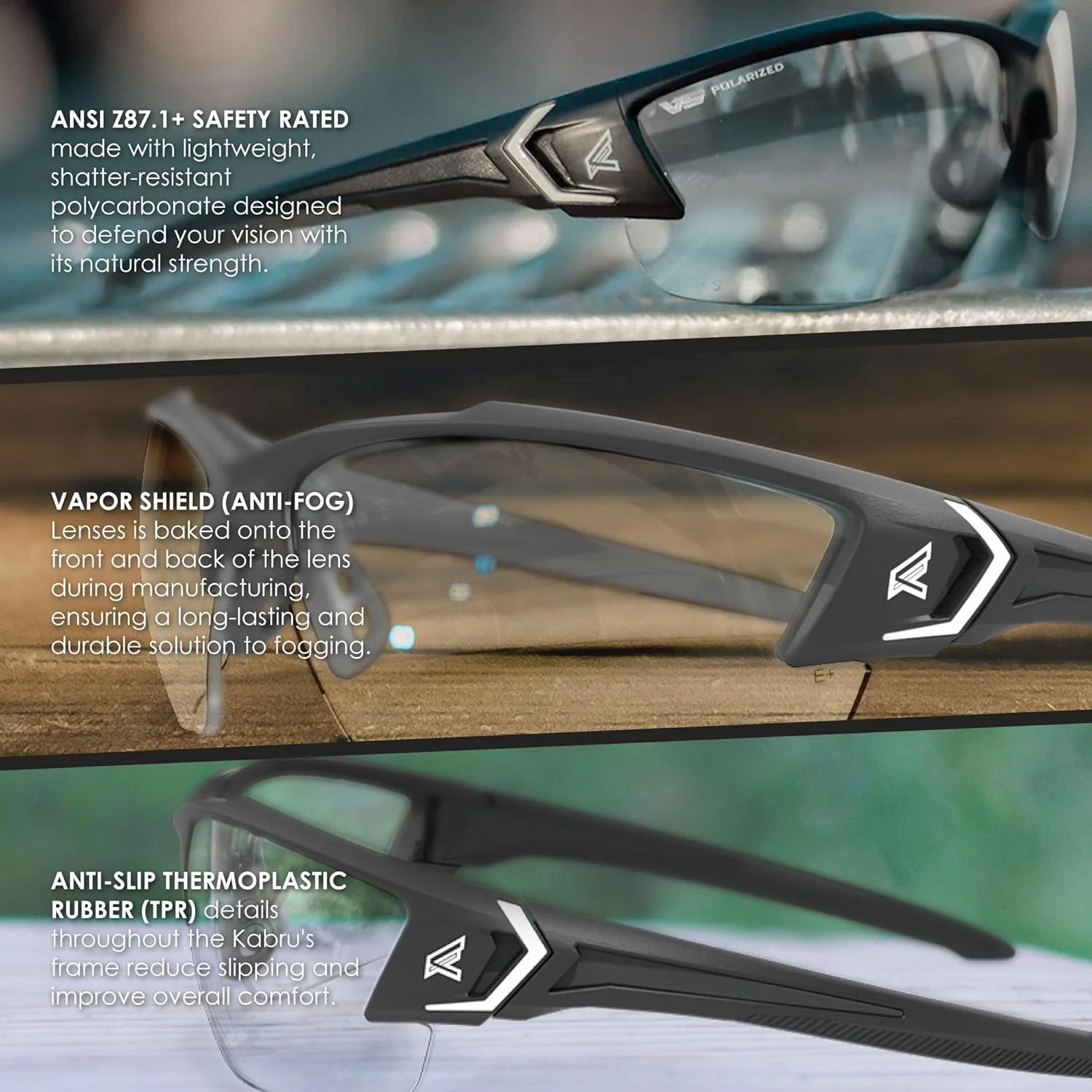 EDGE Khor G2 ANSI Z87 Safety Glasses for Men: Shatter Resistant, Anti-Slip Frames, Nylon Lenses, Clear Z87 Safety Glasses for Men - Image 5