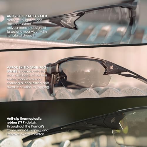 EDGE Pumori Z87 Rated Clear Safety Glasses: Men's Safety Glasses, Adjustable TPR, Non-Slip, Anti-Fog Safety Glasses, Flexible Polycarbonate Frames, Nylon Lenses, 99% UV Protection Men's Sunglasses - Image 4