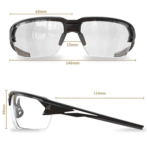 EDGE Pumori Z87 Rated Clear Safety Glasses: Men's Safety Glasses, Adjustable TPR, Non-Slip, Anti-Fog Safety Glasses, Flexible Polycarbonate Frames, Nylon Lenses, 99% UV Protection Men's Sunglasses - Image 5