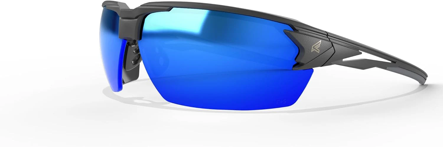 EDGE Pumori Z87 Rated Polarized Safety Glasses: Men's Safety Glasses, Non-Slip, Shatter Resistant Safety Glasses, Flexible Nylon Frames, 99% UV Protection Men's Sunglasses - Aqua Precision Blue Mirror - Image 2