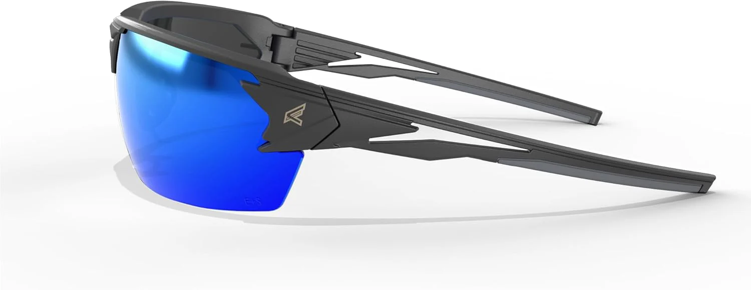EDGE Pumori Z87 Rated Polarized Safety Glasses: Men's Safety Glasses, Non-Slip, Shatter Resistant Safety Glasses, Flexible Nylon Frames, 99% UV Protection Men's Sunglasses - Aqua Precision Blue Mirror - Image 4