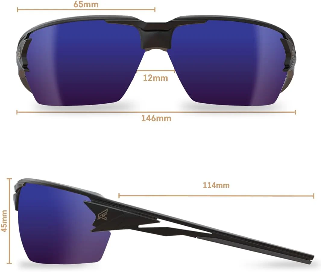 EDGE Pumori Z87 Rated Polarized Safety Glasses: Men's Safety Glasses, Non-Slip, Shatter Resistant Safety Glasses, Flexible Nylon Frames, 99% UV Protection Men's Sunglasses - Aqua Precision Blue Mirror - Image 6