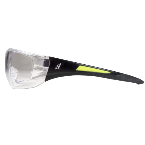 Edge SD111-G2 Delano G2 Wrap-Around Safety Glasses, Anti-Scratch, Non-Slip, UV 400, Military Grade, ANSI/ISEA & MCEPS Compliant, 5.04" Wide, Black Frame / Clear Lens - Image 3