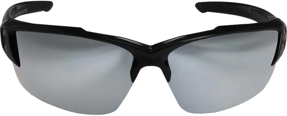 Edge SDK117-G2 Khor G2 Wrap-Around Safety Glasses, Anti-Scratch, Non-Slip, UV 400, Military Grade, ANSI/ISEA & MCEPS Compliant, 5.04" Wide, Black Frame / Silver Mirror Lens - Image 3