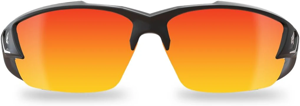 Edge SDKAP119-G2 Khor G2 Wrap-Around Safety Glasses, Anti-Scratch, Non-Slip, UV 400, Military Grade, ANSI/ISEA & MCEPS Compliant, 5.04" Wide, Black Frame / Aqua Precision Red Mirror Lens - Image 3
