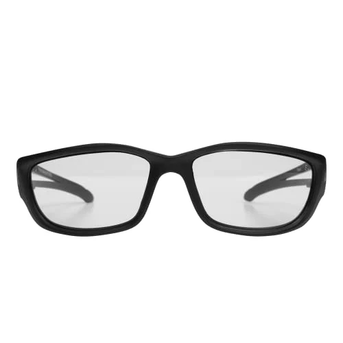 Edge SK-XL111 Kazbek XL Wrap-Around Safety Glasses, Anti-Scratch, Non-Slip, UV 400, Military Grade, ANSI/ISEA & MCEPS Compliant, XL Wide Fit, Black Frame/Clear Lens - Image 2