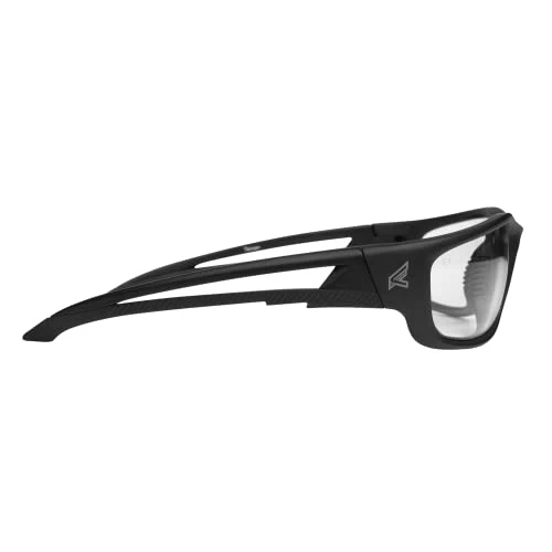 Edge SK-XL111 Kazbek XL Wrap-Around Safety Glasses, Anti-Scratch, Non-Slip, UV 400, Military Grade, ANSI/ISEA & MCEPS Compliant, XL Wide Fit, Black Frame/Clear Lens - Image 3