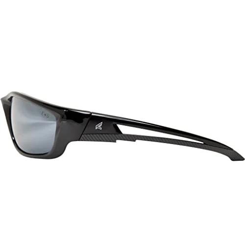 Edge SK-XL117 Kazbek XL Wrap-Around Safety Glasses, Anti-Scratch, Non-Slip, UV 400, Military Grade, ANSI/ISEA & MCEPS Compliant, XL Wide Fit, Black Frame/Silver Mirror Lens - Image 3