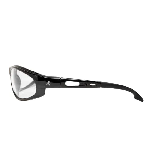 Edge SW111 Dakura Wrap-Around Safety Glasses, Anti-Scratch, Non-Slip, UV 400, Military Grade, ANSI/ISEA & MCEPS Compliant, 5.04" Wide, Black Frame/Clear Lens - Image 3