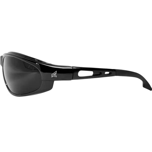 Edge SW116 Dakura Wrap-Around Safety Glasses, Anti-Scratch, Non-Slip, UV 400, Military Grade, ANSI/ISEA & MCEPS Compliant, 5.04" Wide, Black Frame/Smoke Lens - Image 2