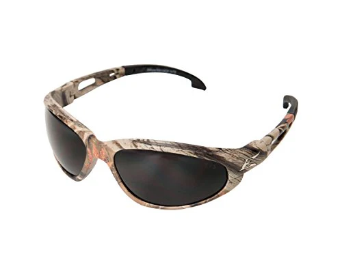 Edge SW116CF Dakura Wrap-Around Safety Glasses, Anti-Scratch, Non-Slip, UV 400, Military Grade, ANSI/ISEA & MCEPS Compliant, 5.04" Wide, Forest Camo Frame/Smoke Lens