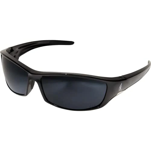 Edge TSR21-G15-7 Reclus Polarized Wrap-Around Safety Glasses, Anti-Scratch, Non-Slip, UV 400, Military Grade, ANSI/ISEA & MCEPS Compliant, 5.04" Wide, Black Frame/G-15 Silver Mirror Lens