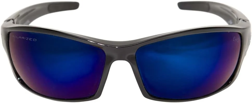 Edge TSRAP218 Reclus Polarized Wrap-Around Safety Glasses, Anti-Scratch, Non-Slip, UV 400, Military Grade, ANSI/ISEA & MCEPS Compliant, 5.04" Wide, Black Frame/Aqua Precision Blue Mirror Lens - Image 3