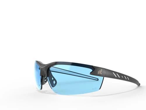 EDGE Zorge G2 Wrap-Around Safety Glasses, Anti-Scratch, Non-Slip, UV 400, Military Grade, ANSI/ISEA & MCEPS Compliant, 5.04" Wide, Black Frame/Light Blue Lens