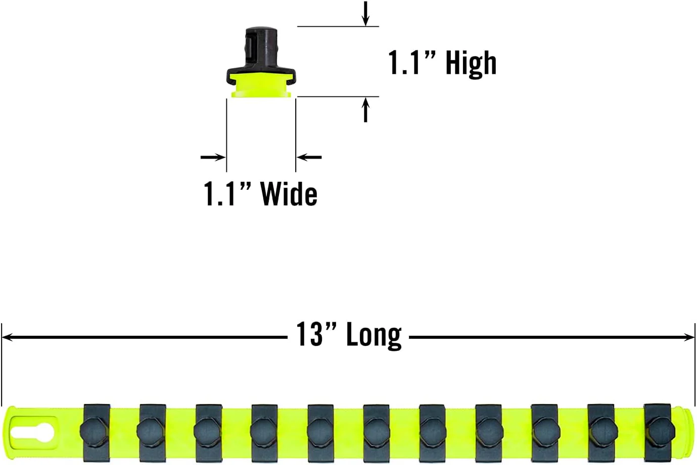ERNST 13-Inch Socket Rail Organizer with 11 1/2-Inch Twist Lock Clips, High Visibility (8439HV) 13-Inch 1/2-Inch Twist Clips Hi-viz - Image 4