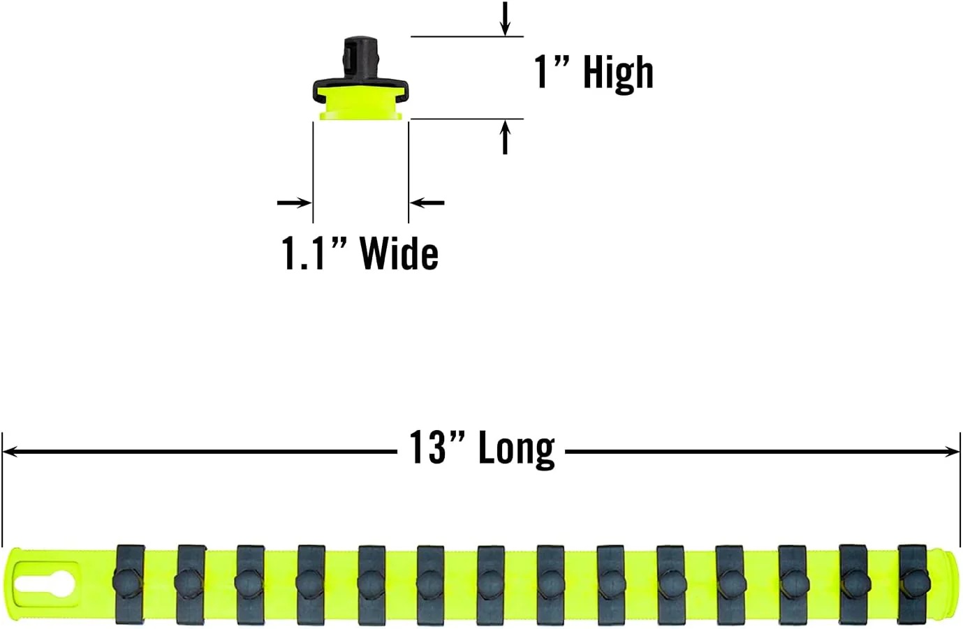 ERNST 13-Inch Socket Rail Organizer with 14 3/8-Inch Twist Lock Clips, High Visibility (8438HV) 13-Inch 3/8-Inch Twist Clips Hi-viz - Image 4