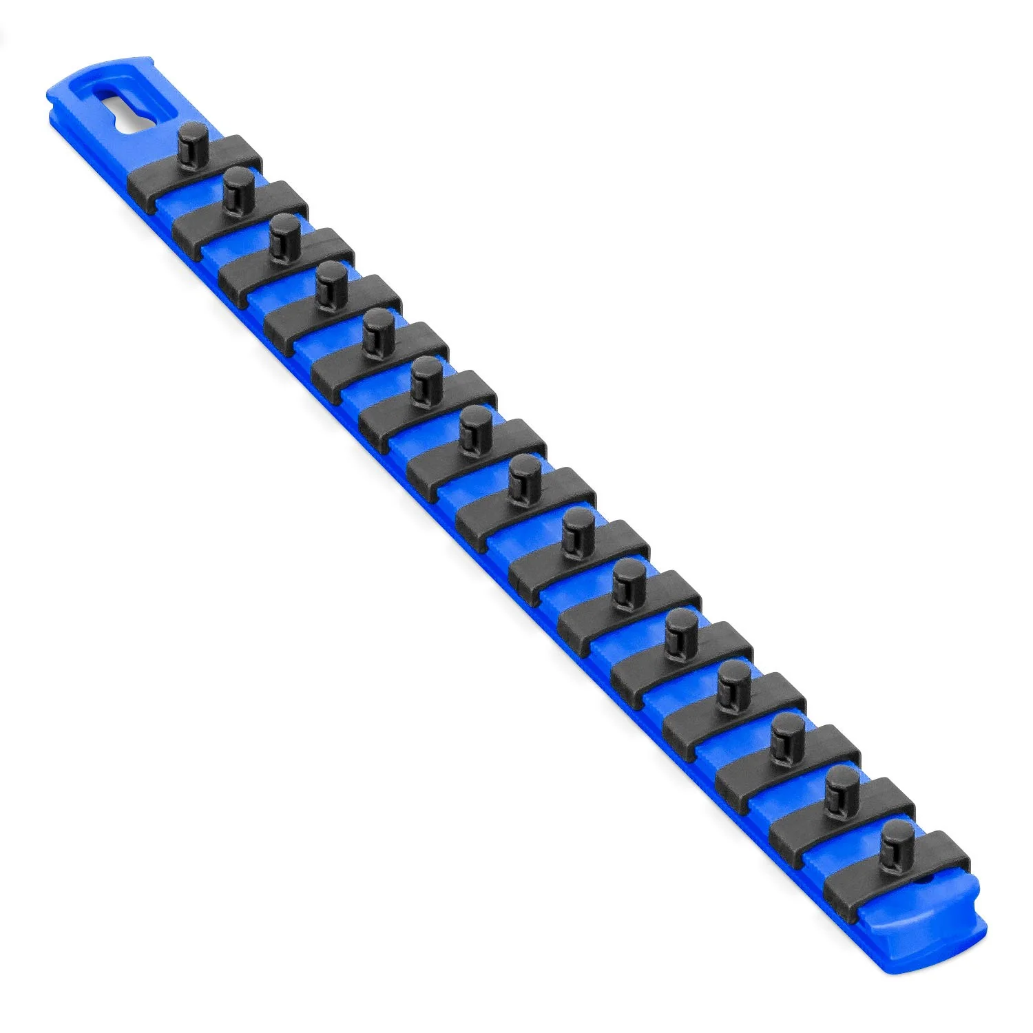 ERNST 13-Inch Socket Rail Organizer with 15 1/4-Inch Twist Lock Clips, Blue (8417-Blue-1/4) 13-Inch 1/4-Inch Twist Clips Blue