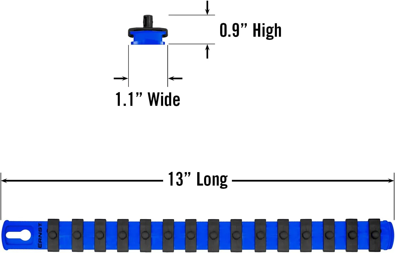 ERNST 13-Inch Socket Rail Organizer with 15 1/4-Inch Twist Lock Clips, Blue (8417-Blue-1/4) 13-Inch 1/4-Inch Twist Clips Blue - Image 6