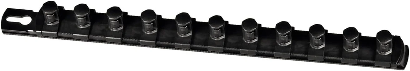 Ernst Manufacturing 13-Inch Magnetic Socket Organizer with 11 1/2-Inch Twist Lock Clips, Black (8425M-Black-1/2) 13-Inch 1/2-Inch Twist Clips Black