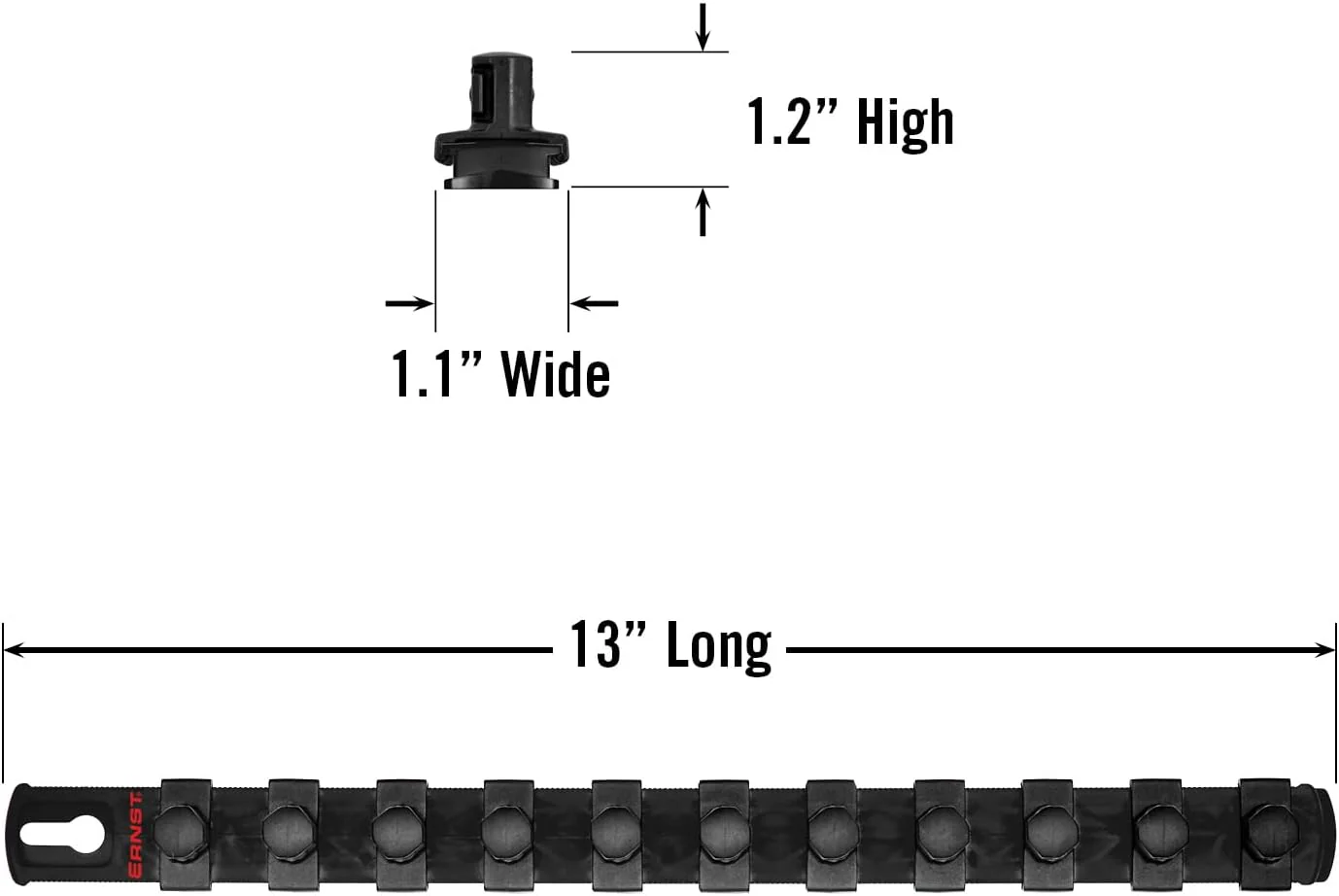 Ernst Manufacturing 13-Inch Magnetic Socket Organizer with 11 1/2-Inch Twist Lock Clips, Black (8425M-Black-1/2) 13-Inch 1/2-Inch Twist Clips Black - Image 6