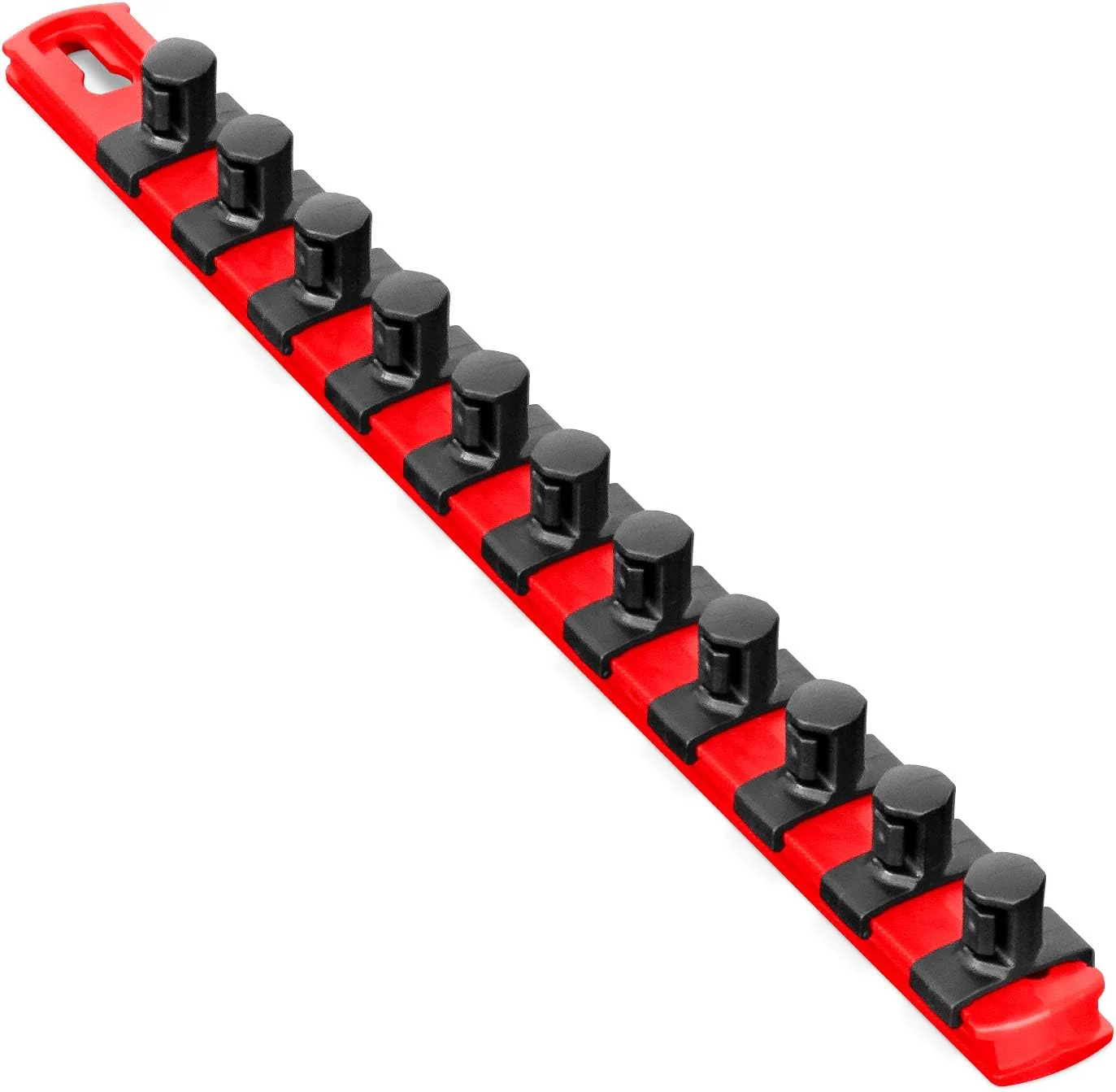 Ernst Manufacturing 13-Inch Magnetic Socket Organizer with 11 1/2-Inch Twist Lock Clips, Red - 8416M-Red-1/2 13-Inch 1/2-Inch Twist Clips Red - Image 2