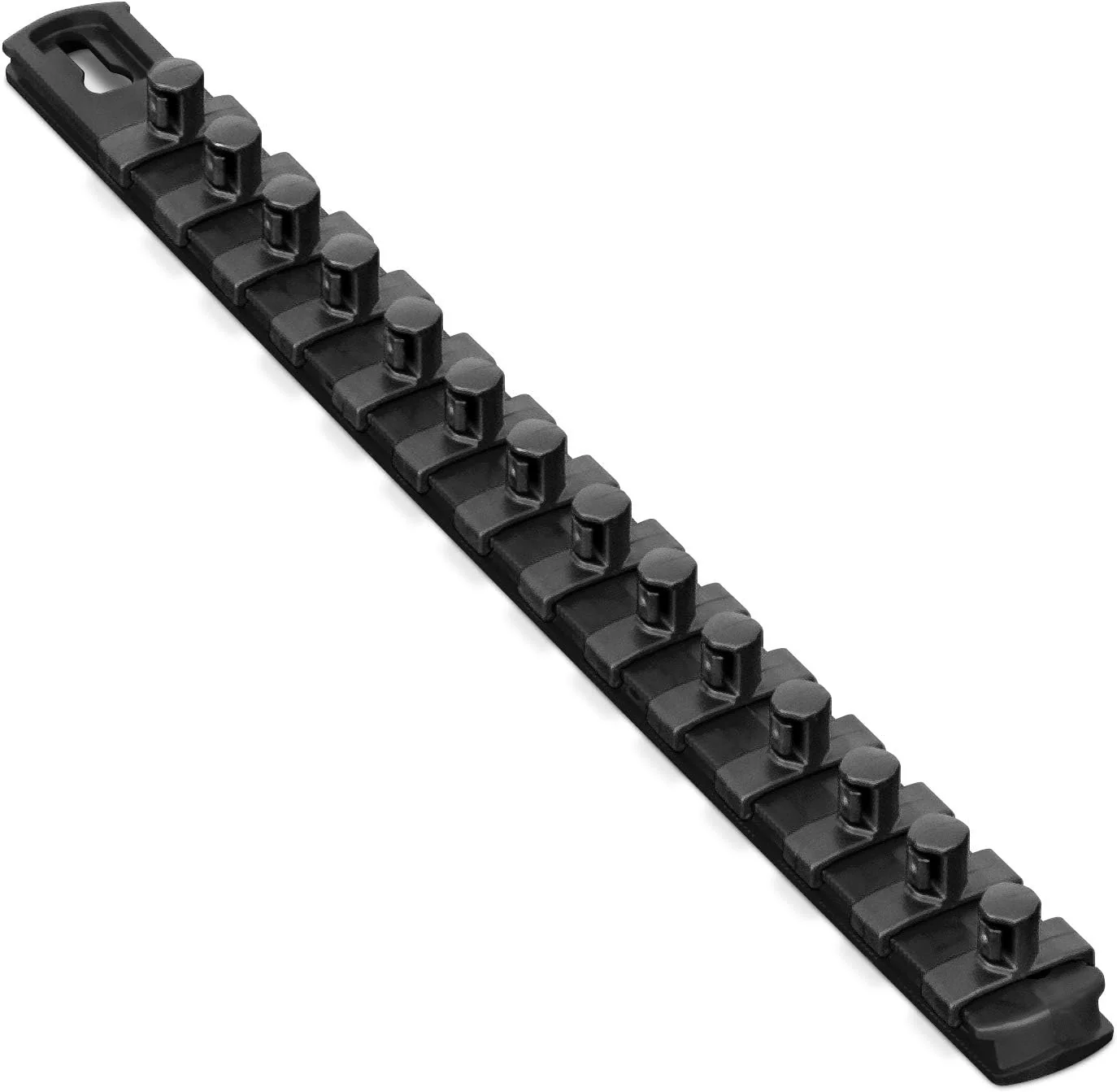 Ernst Manufacturing 13-Inch Magnetic Socket Organizer with 14 3/8-Inch Twist Lock Clips, Black (8424M-Black-3/8) 13-Inch 3/8-Inch Twist Clips Black - Image 2