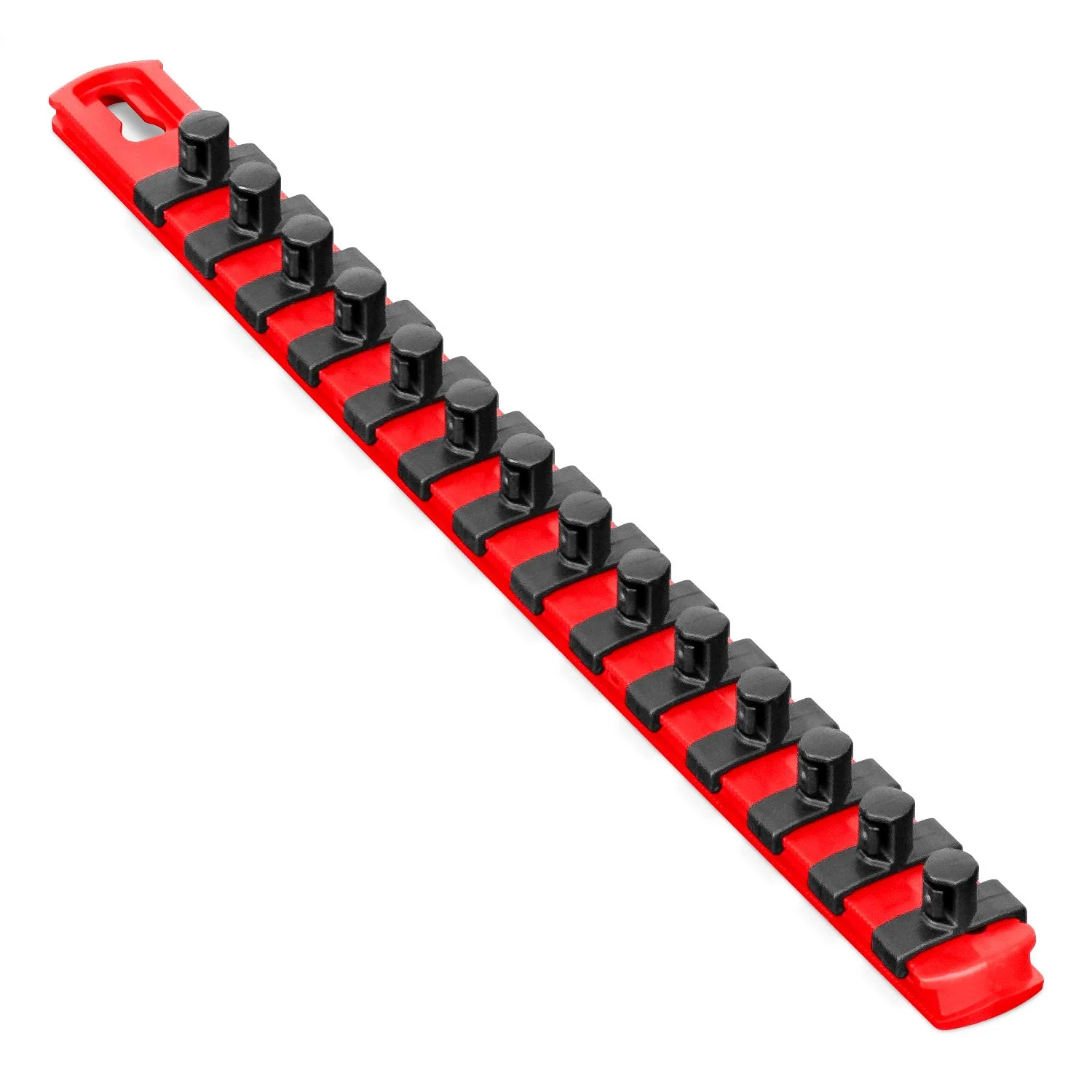 Ernst Manufacturing (8415M-Red-3/8) 13-Inch Magnetic Socket Organizer with 14 3/8-Inch Twist Lock Clips, Red