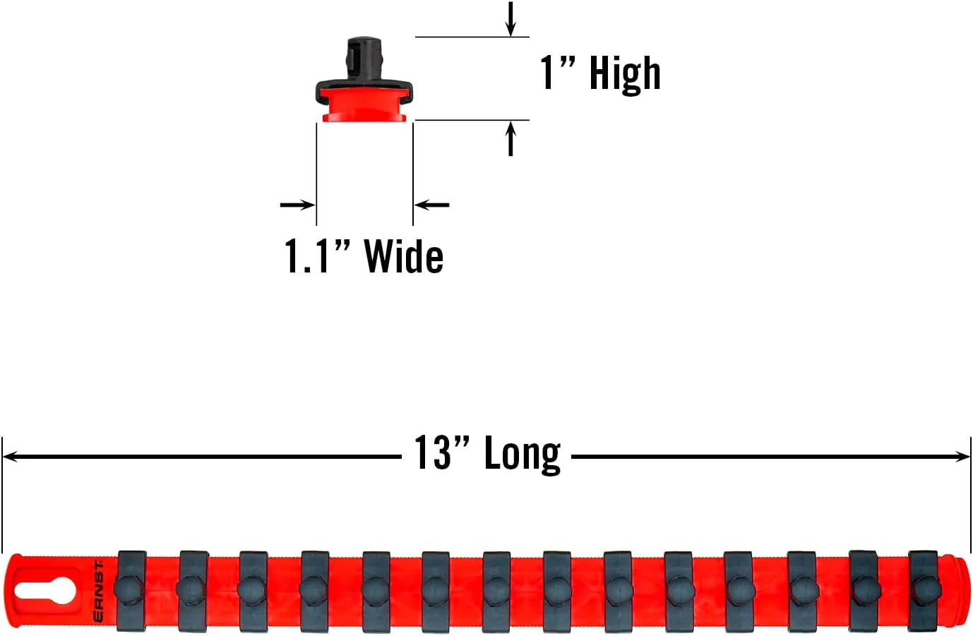 Ernst Manufacturing (8415M-Red-3/8) 13-Inch Magnetic Socket Organizer with 14 3/8-Inch Twist Lock Clips, Red - Image 6
