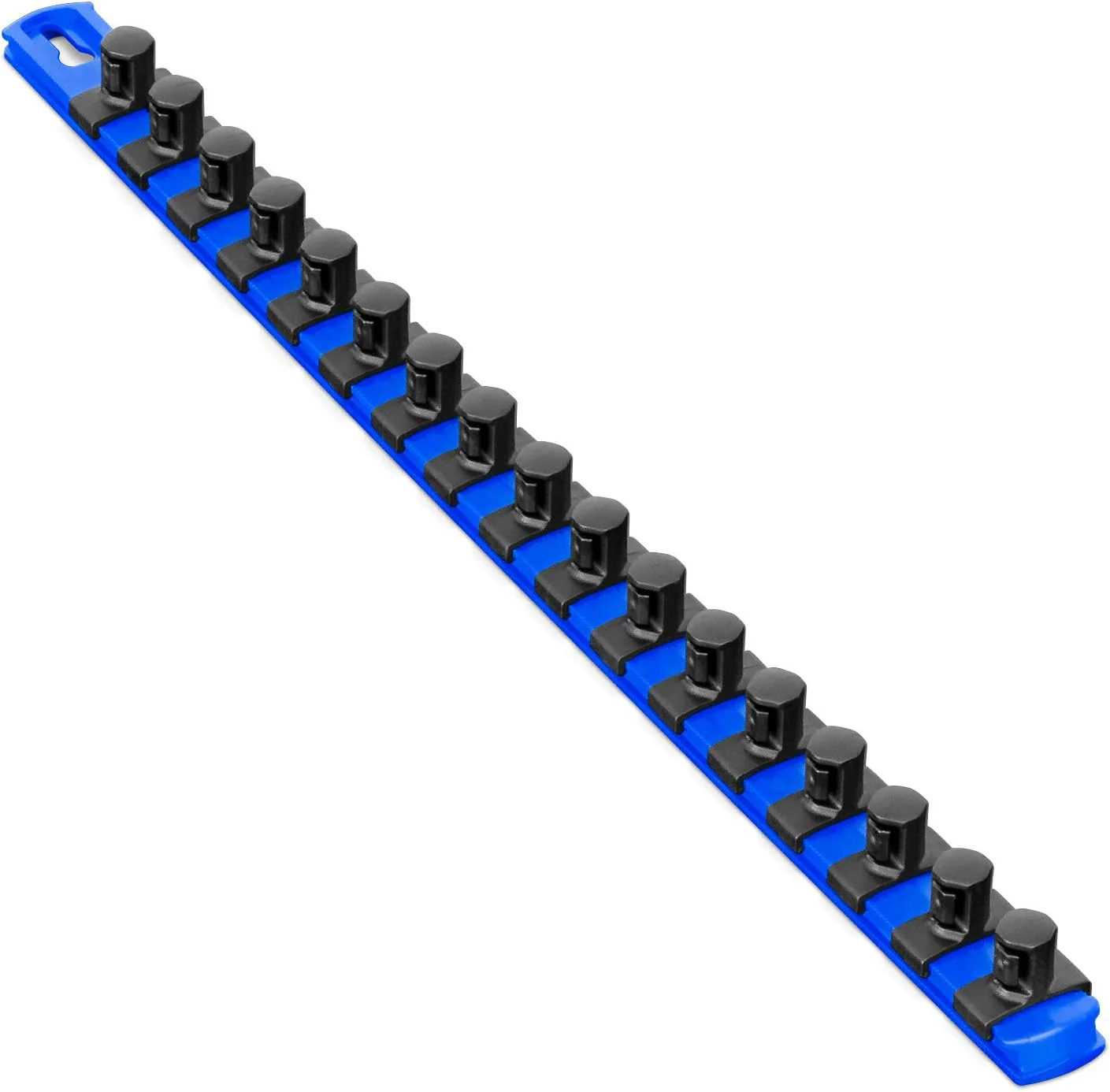 Ernst Manufacturing 18-Inch Magnetic Socket Organizer with 17 1/2-Inch Twist Lock Clips, Blue (8405M-Blue-1/2) 18-Inch 1/2-Inch Twist Clips Blue - Image 2