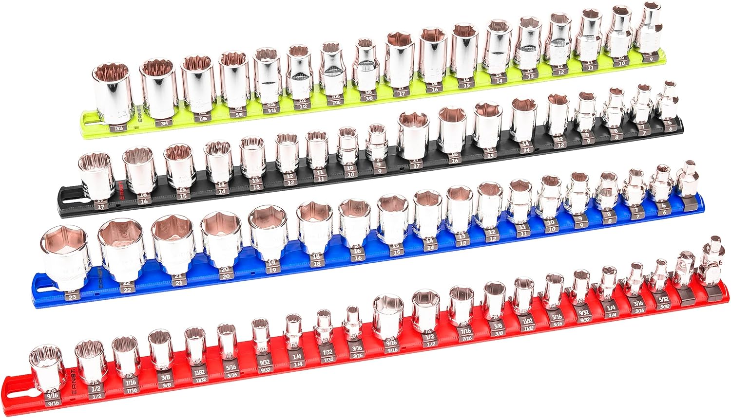 Ernst Manufacturing 18-Inch Magnetic Socket Organizer with 18 3/8-Inch Twist Lock Clips, Black (8421M-Black-3/8) 18-Inch 3/8-Inch Black - Image 7