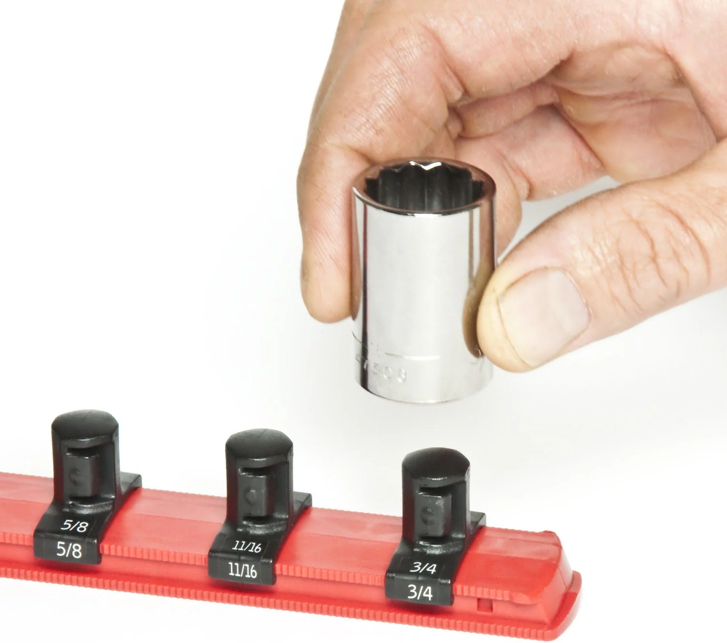 Ernst Manufacturing 18-Inch Socket Organizer with 18 3/8-Inch Twist Lock Clips, Red (8401-Red-3/8) 18-Inch 3/8-Inch Twist Clips Red - Image 3