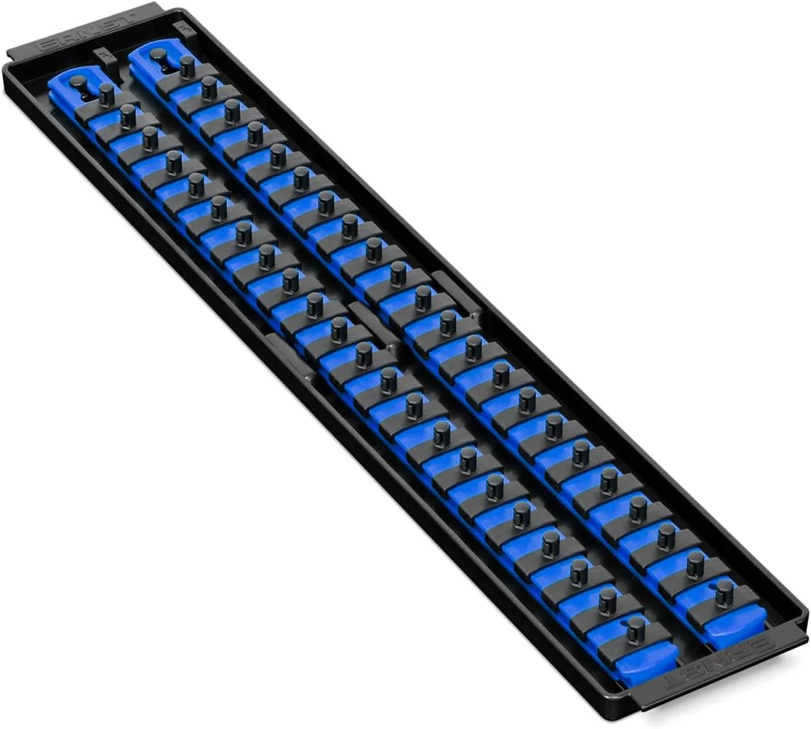 Ernst Manufacturing 19-Inch Socket Boss 2-Rail 1/4-Inch-Drive Socket Organizer, Blue (8455) - Made in USA 19-INCH 1/4" Blue - Image 2