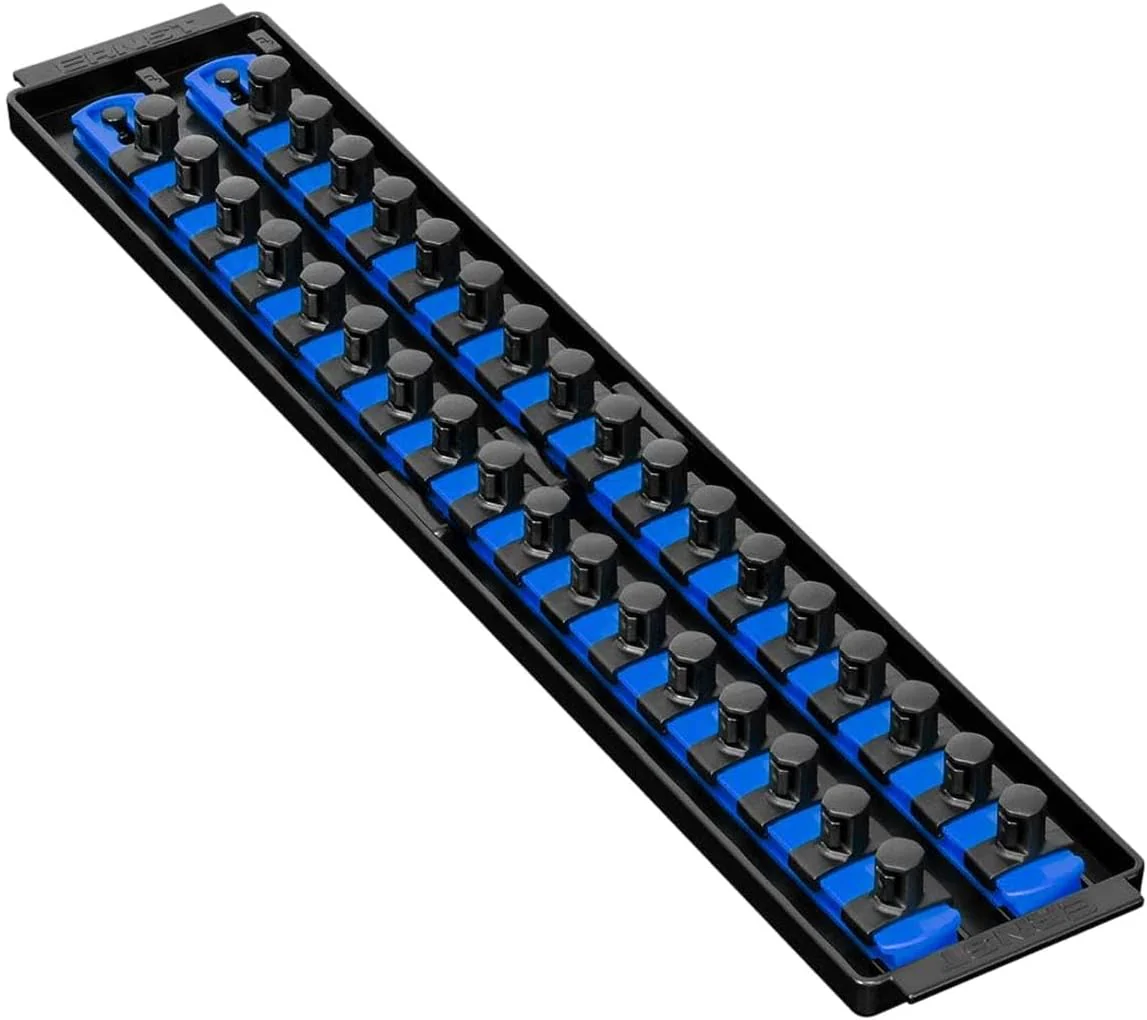 Ernst Manufacturing 19-Inch Socket Boss Organizer with Twist-Lock 2 Rails for 1/2-Inch Drive Sockets, Blue, Model 8457 – Secure and Durable Socket Storage Solution - Made in USA 19-INCH 1/2" Blue - Image 2