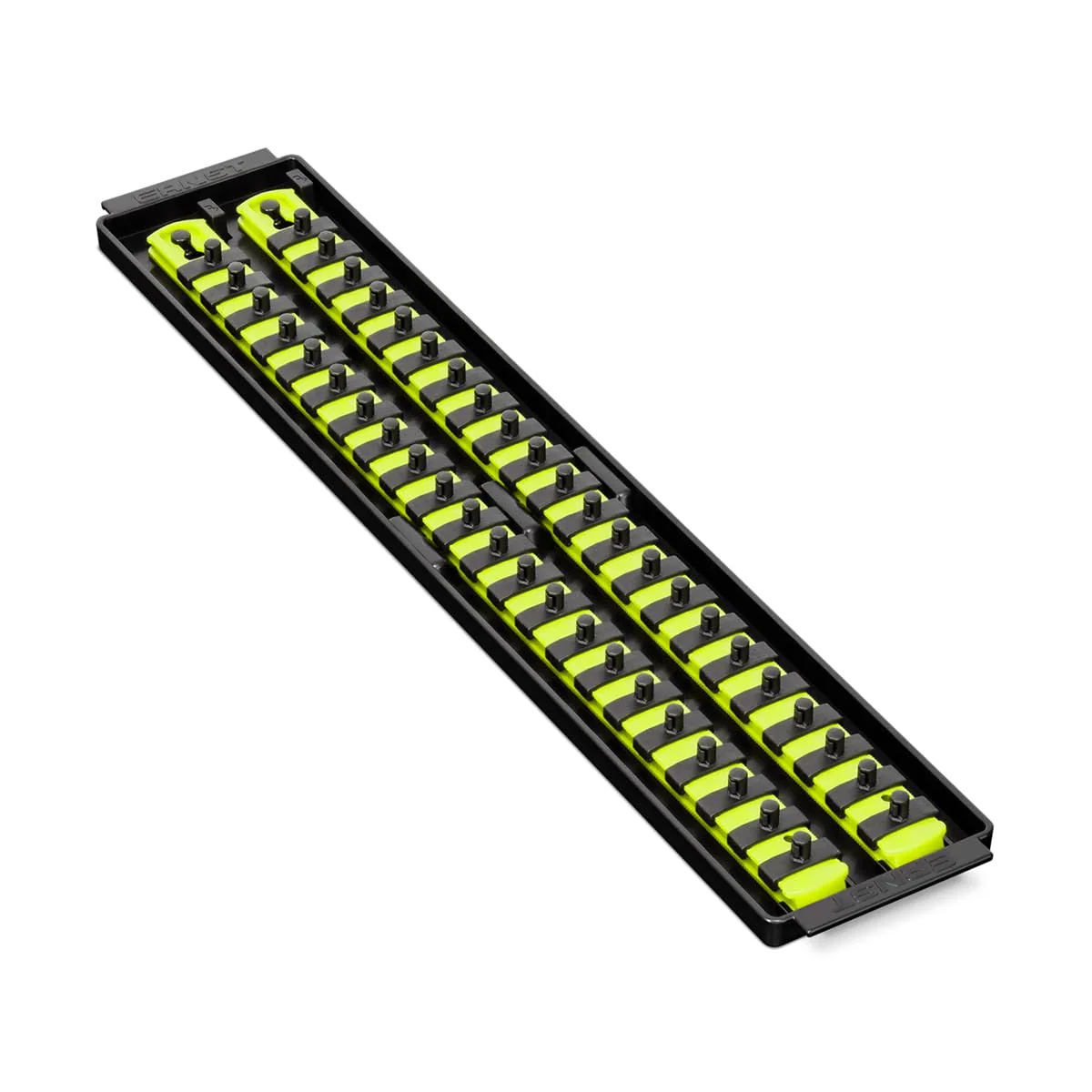 Ernst Manufacturing 19-Inch Socket Boss, Premium 2-Rail, 1/4-Inch-Drive Twist-Lock Socket Organizer, High-Visibility - Made in USA 19-INCH 1/4" Hi-viz