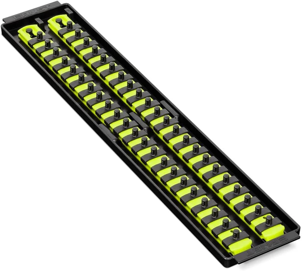 Ernst Manufacturing 19-Inch Socket Boss, Premium 2-Rail, 1/4-Inch-Drive Twist-Lock Socket Organizer, High-Visibility - Made in USA 19-INCH 1/4" Hi-viz - Image 3