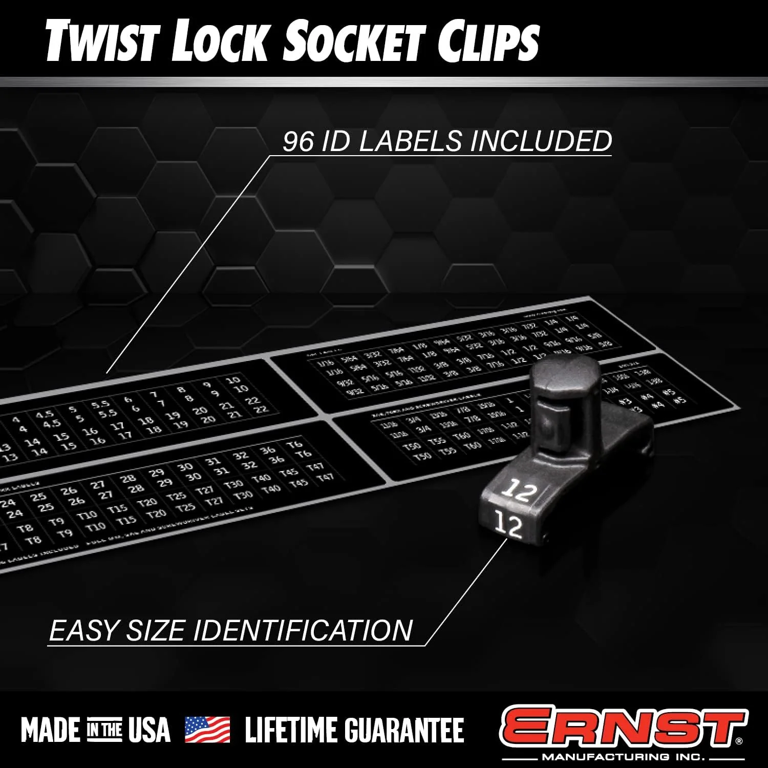 Ernst Manufacturing 3/8-Inch Dura-Pro Twist Lock Socket Clips, 15-Pack, Black - 8441 - Image 3